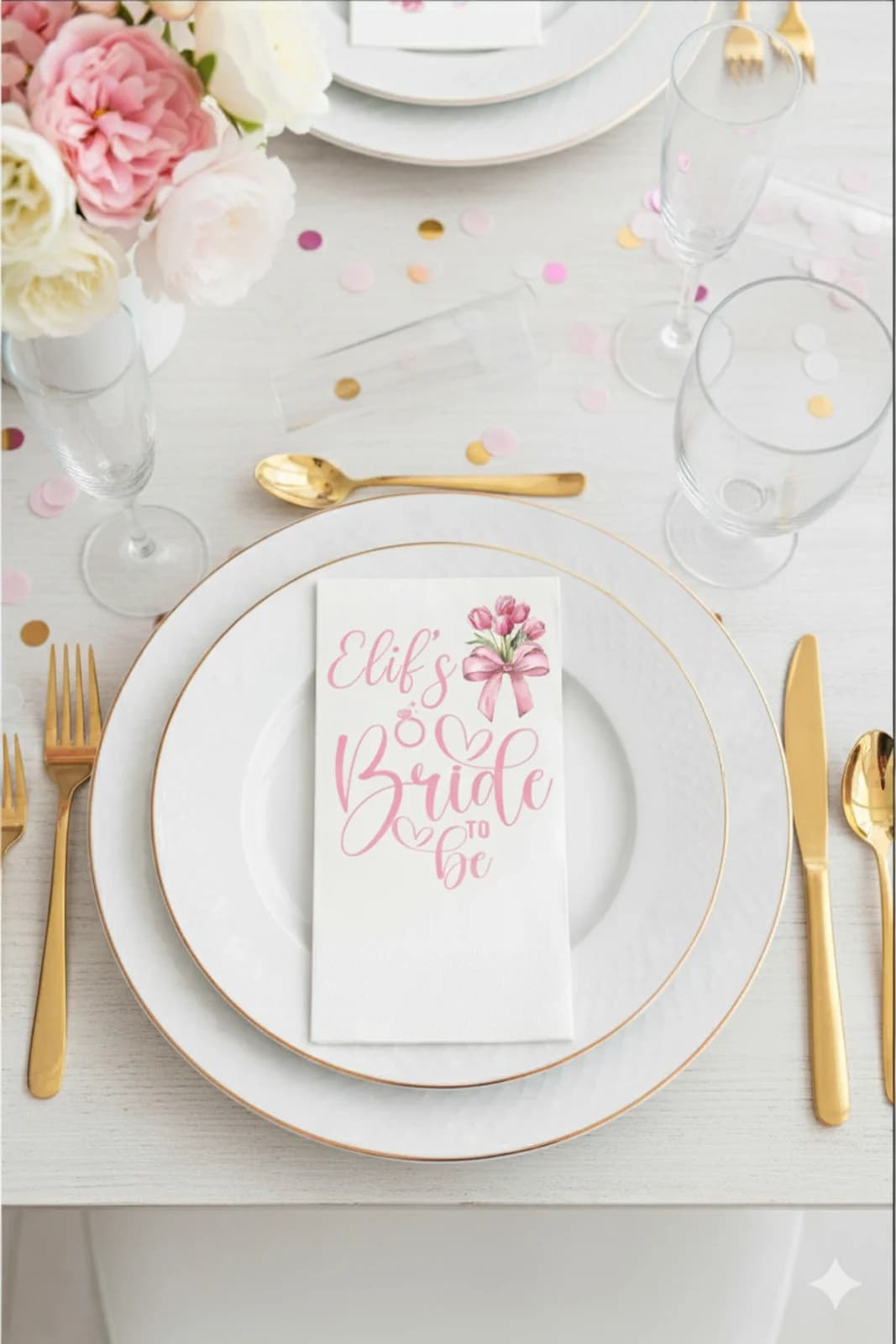 Bride To Be Pembe İsme Özel Baskılı Peçete – 15’li