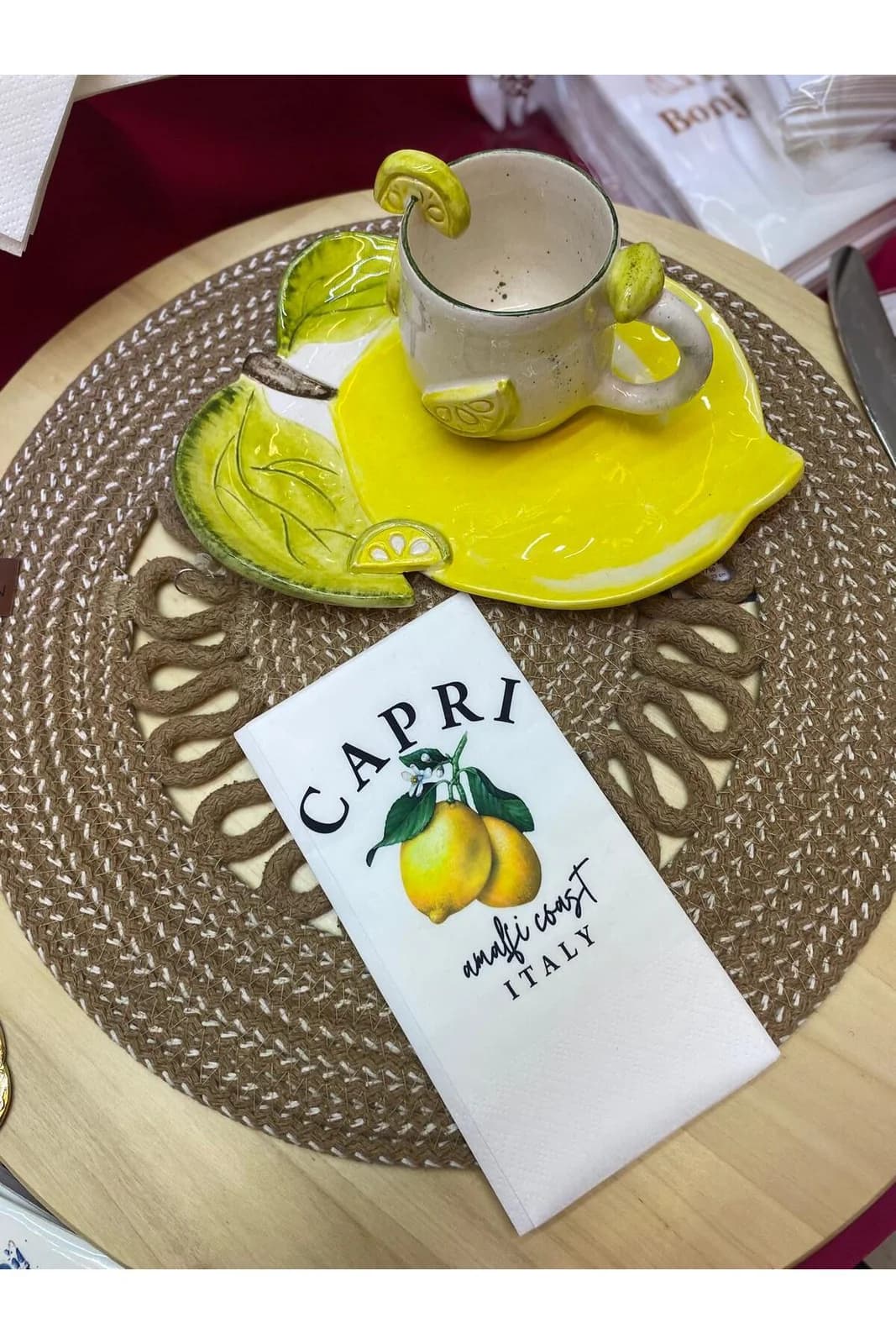 Capri Limon Desenli Baskılı Misafir Sunum Peçete 15'li - 33x33cm