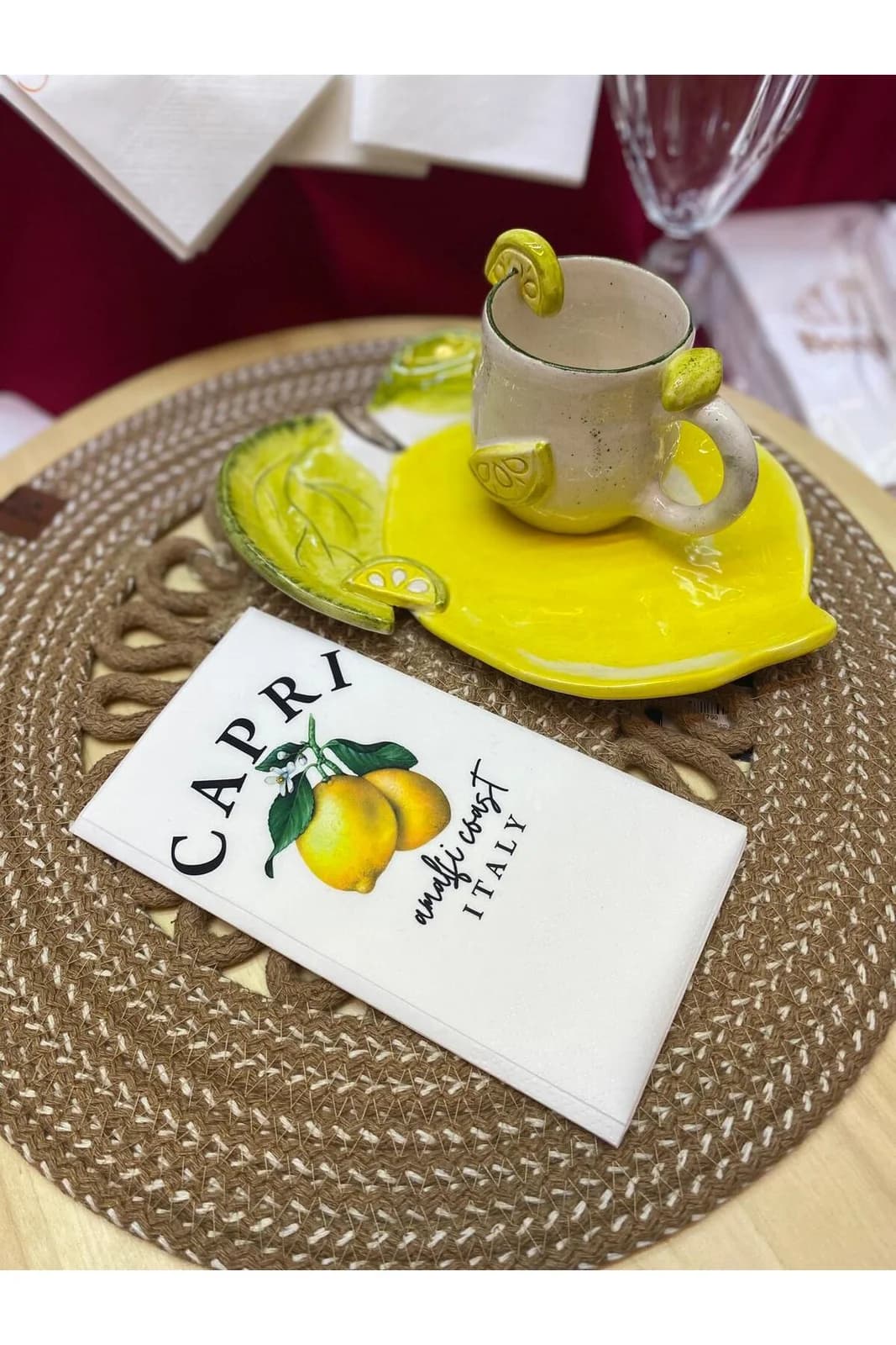 Capri Limon Desenli Baskılı Misafir Sunum Peçete 15'li - 33x33cm