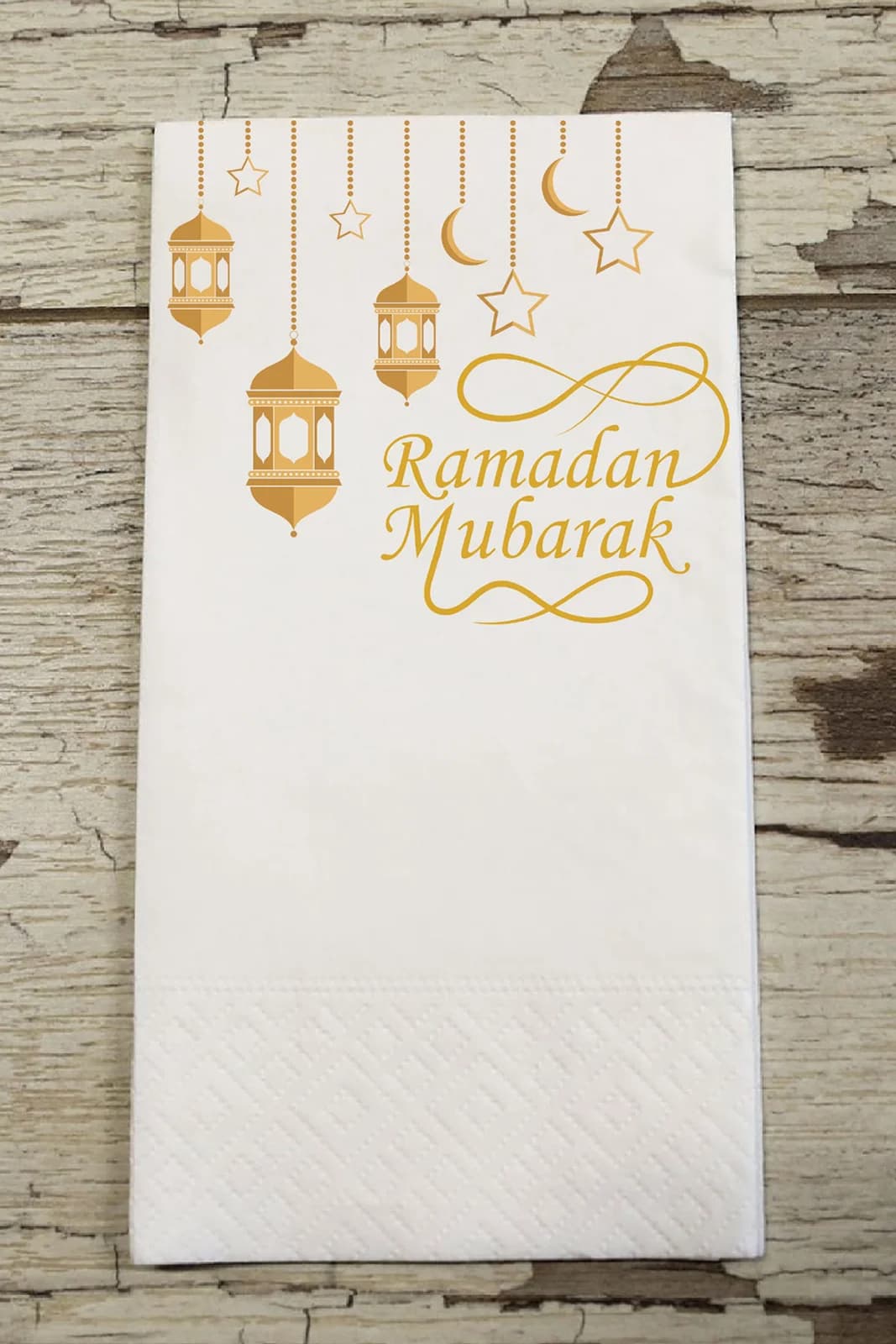 Altın Renkli Kandil ve Hilal Temalı İftar Sunum Peçete 15'li - 33x33cm